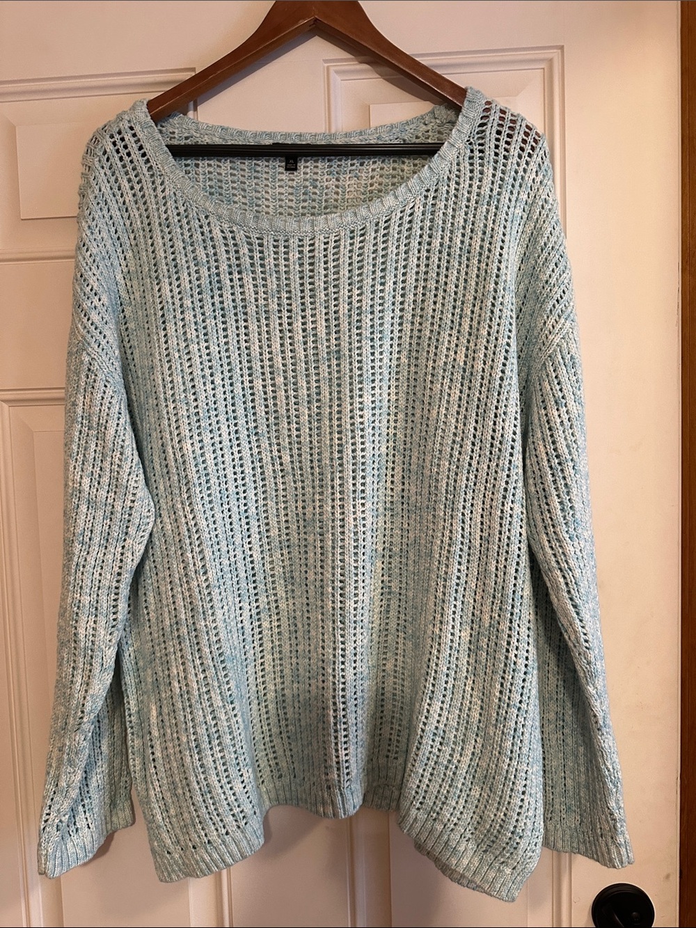 Talbots Pale Blue Open-Knit Crewneck Sweater